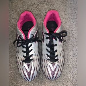 Women’s size 7 pink black and silver soccer cleats